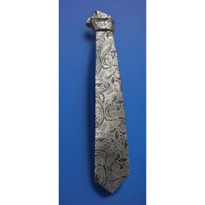 “Silver paisley silk tie men’s formal wedding Zianotti Italian silk classic”